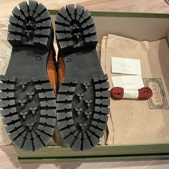 GG Logo Quilted Combat Boots, Like New - Picture 5 of 6